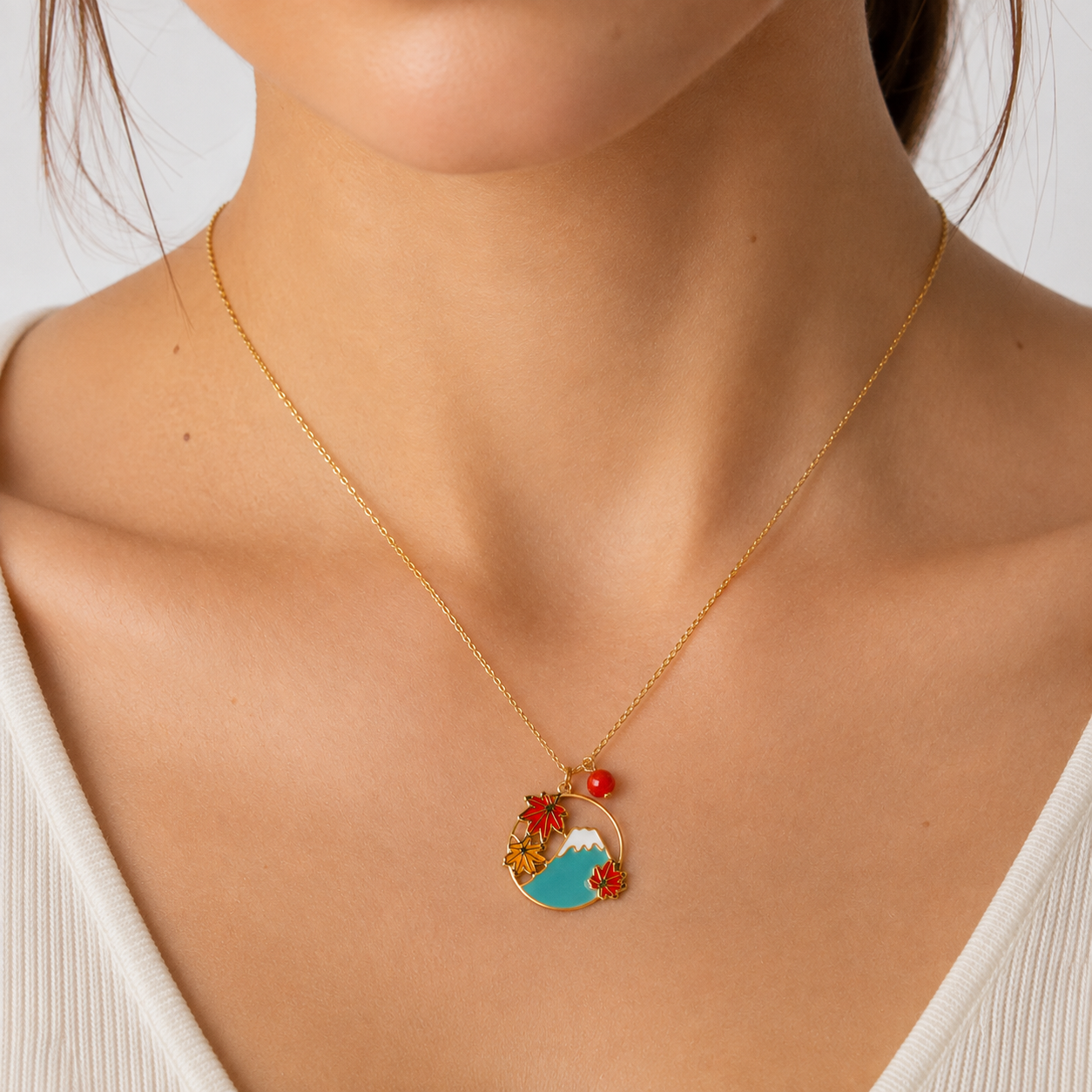 Japanse Ketting met Hanger – Mount Fuji & Momiji