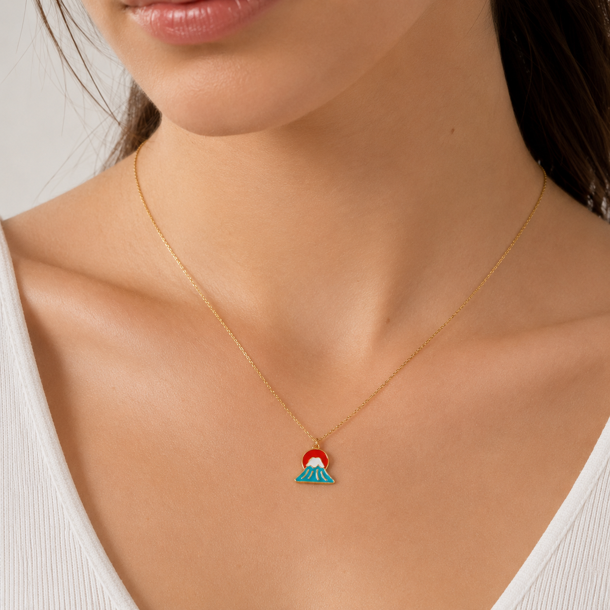 Japanse Ketting met Hanger – Ondergaande Zon boven Mount Fuji