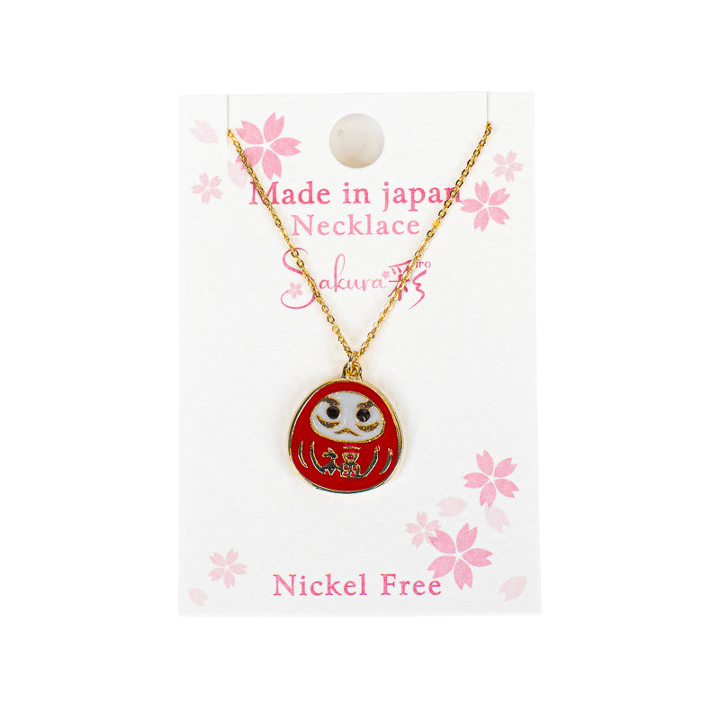 Japanse Ketting met Hanger – Rode Daruma met Gouden Details