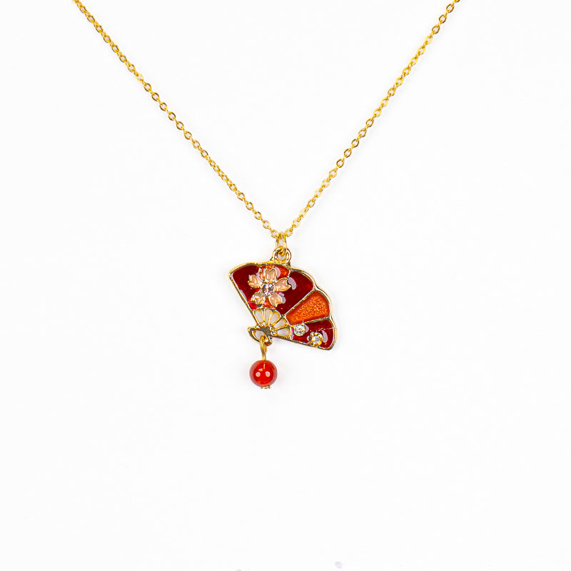 Japanse Ketting met Hanger – Rode Sensu-waaier