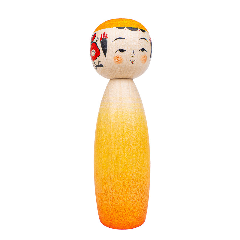 Japanse Kokeshi Pop - Daidai Kleurverloop - 9 cm