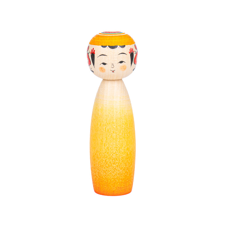Japanse Kokeshi Pop - Daidai Kleurverloop - 9 cm