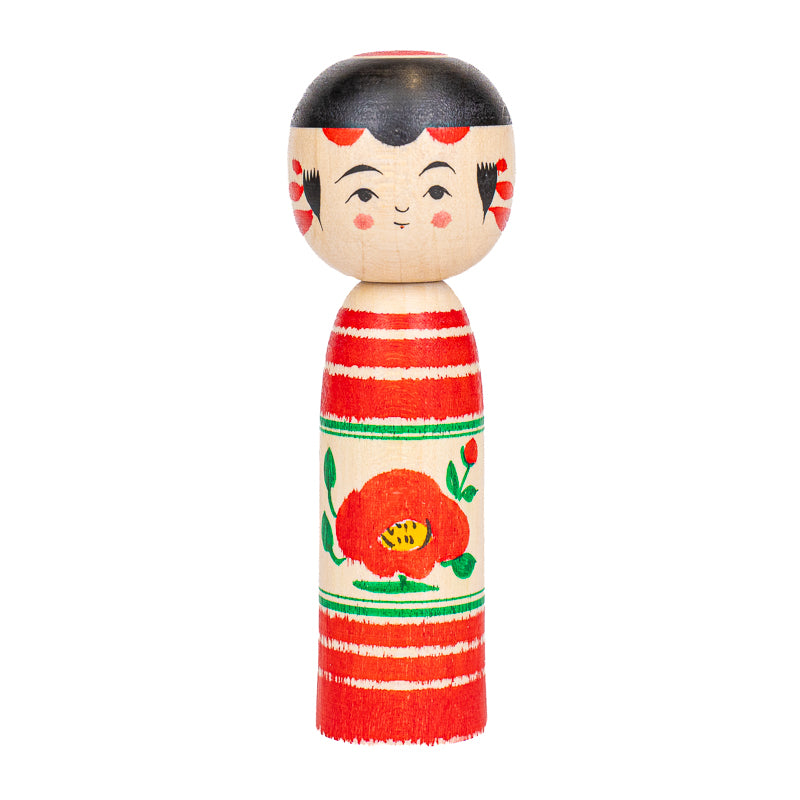 Japanse Kokeshi Pop - Tsubaki Camelia - 9 cm