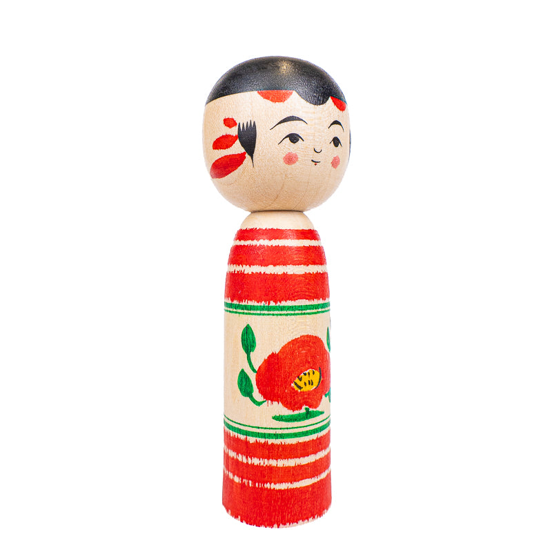 Japanse Kokeshi Pop - Tsubaki Camelia - 9 cm