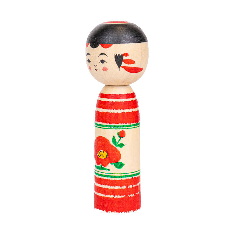 Japanse Kokeshi Pop - Tsubaki Camelia - 9 cm