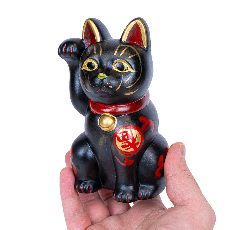 Japanse Maneki Neko - Zwart Keramiek