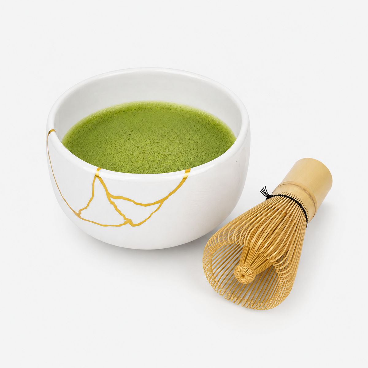 Japanse Matcha Kom – Wit Kintsugi