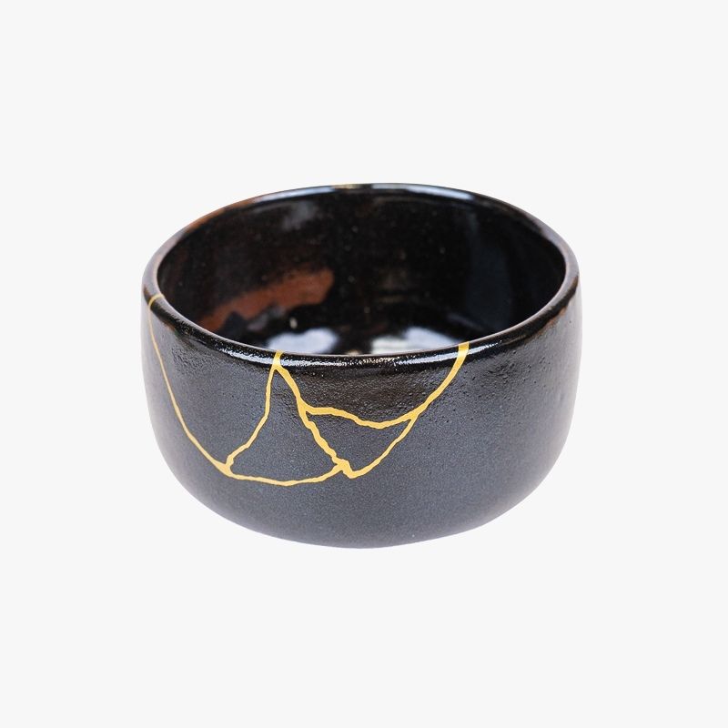 Japanse Matcha Kom – Zwart Kintsugi