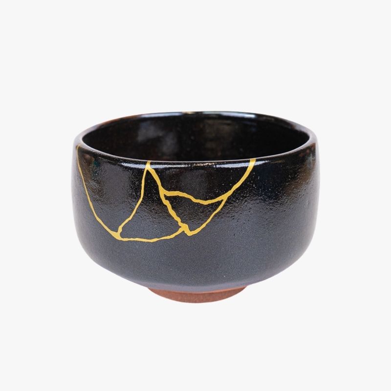 Japanse Matcha Kom – Zwart Kintsugi