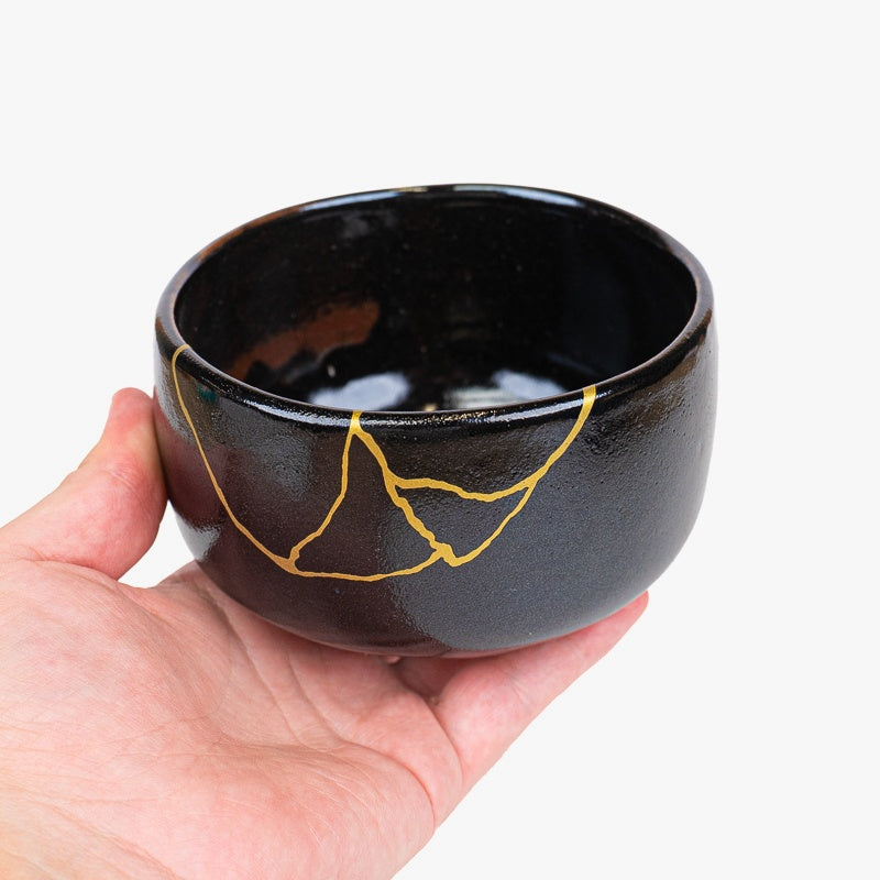 Japanse Matcha Kom – Zwart Kintsugi