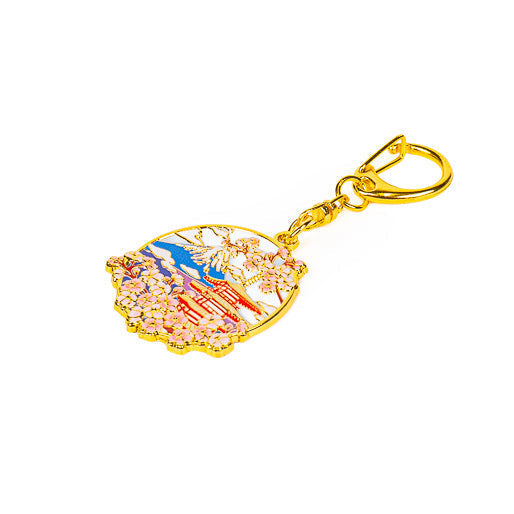 Japanse Metalen Sleutelhanger – Pagode & Mount Fuji