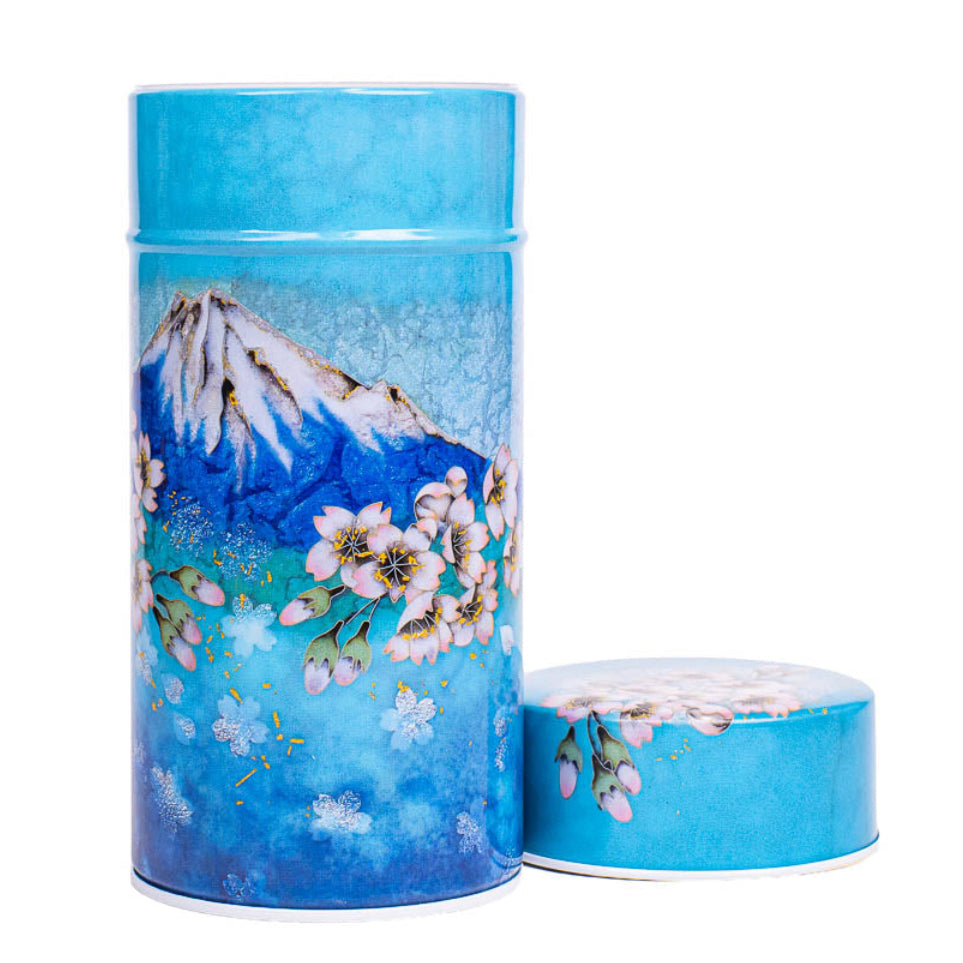 Japanse Metalen Theebus - Fuji en Blauwe Lucht