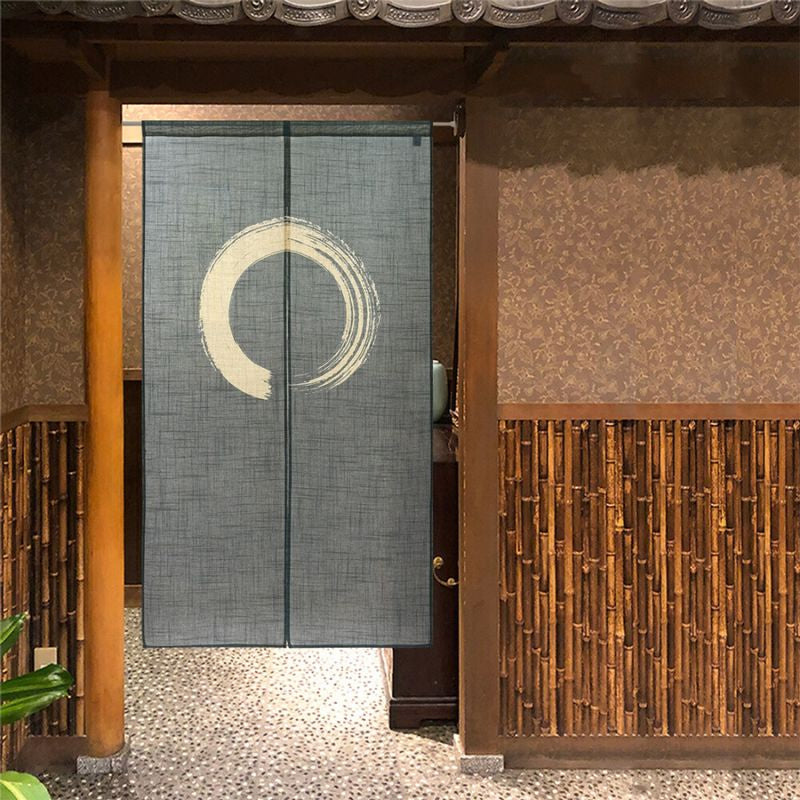 Japanse Noren Gordijn - Enso Blauw 85 x 150 cm