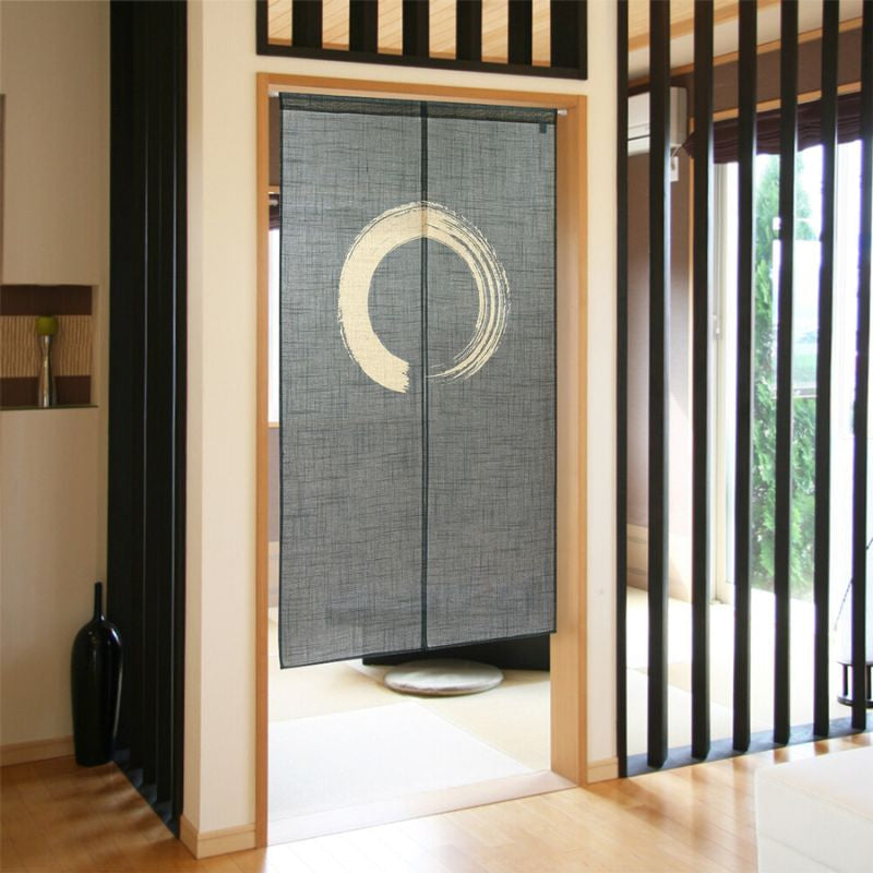 Japanse Noren Gordijn - Enso Blauw 85 x 150 cm