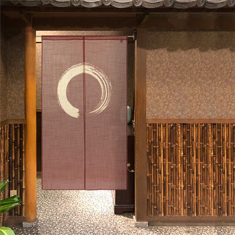 Japanse Noren Gordijn - Enso Bruin 85 x 150 cm