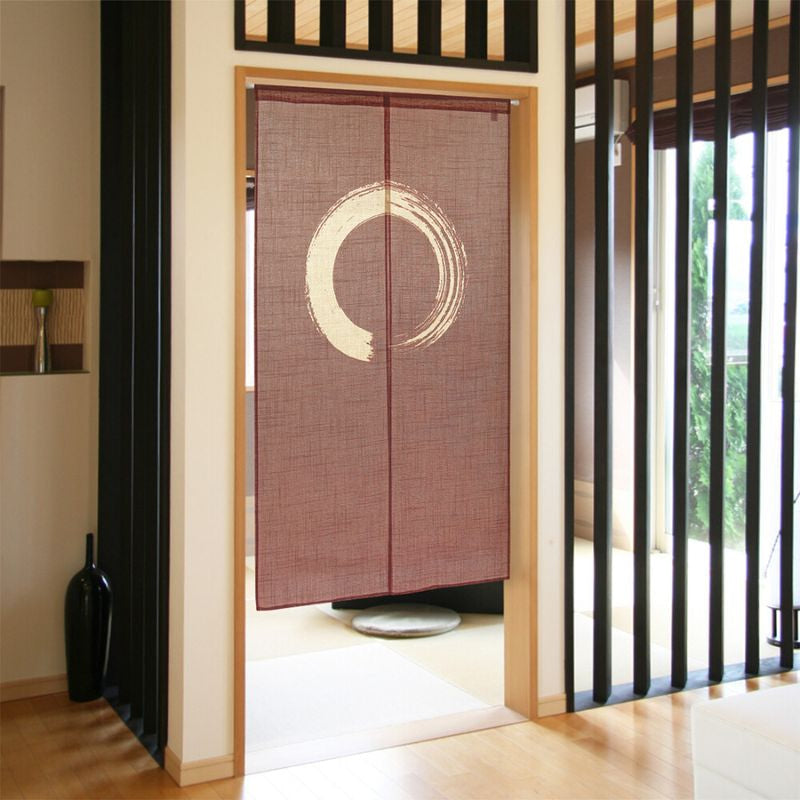 Japanse Noren Gordijn - Enso Bruin 85 x 150 cm