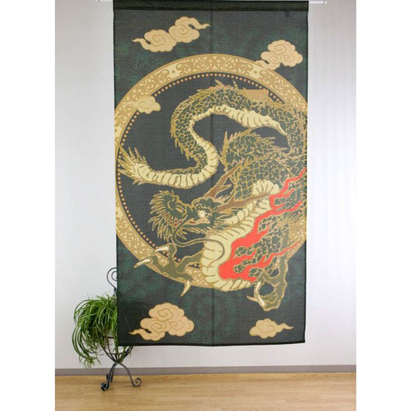 Japanse Noren Gordijn - Gouden Draak 85 x 150 cm