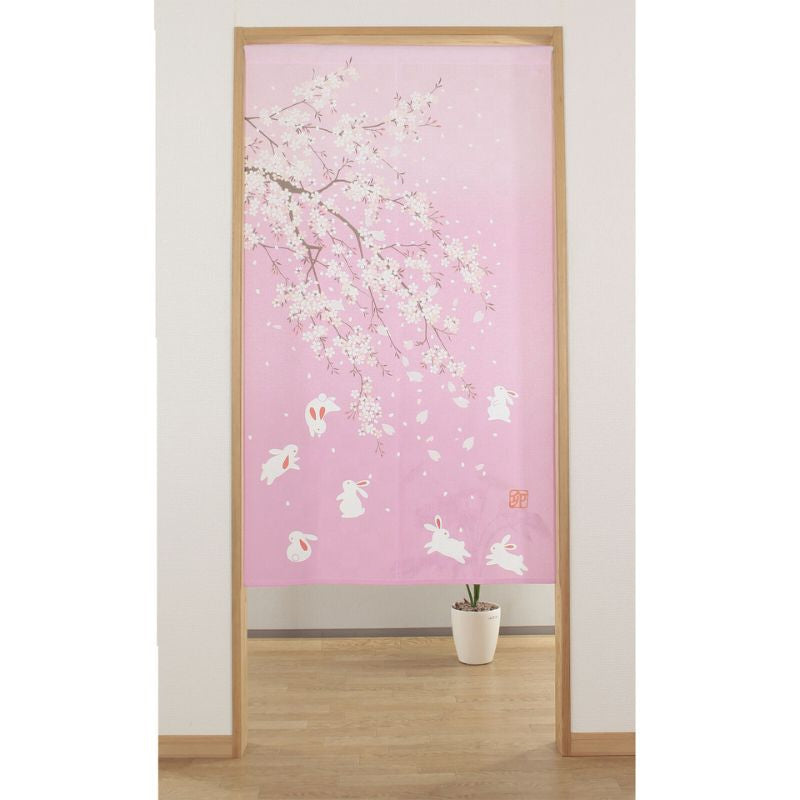 Japanse Noren Gordijn - Sakura Usagi 85 x 150 cm