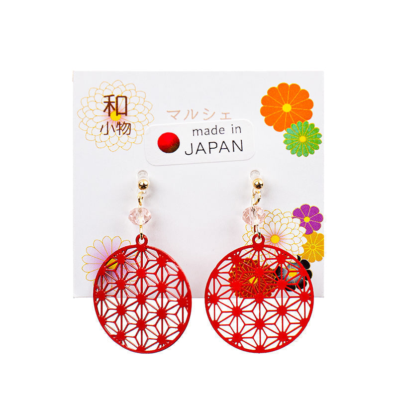 Japanse Oorbellen - Asanoha Rood