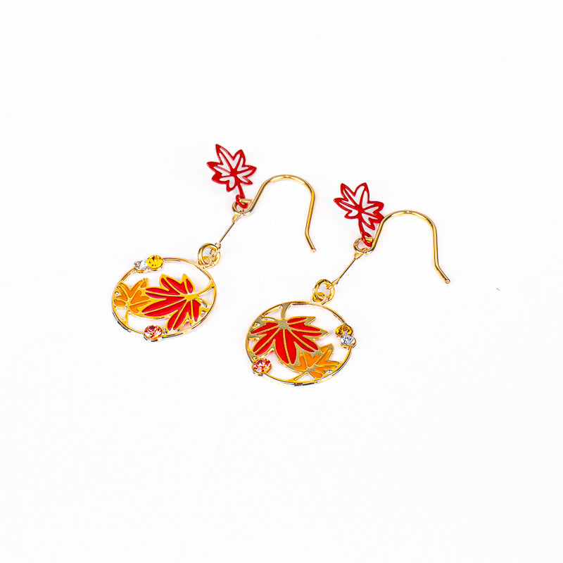 Japanse Oorbellen – Open Hanger Momiji Herfstbladeren