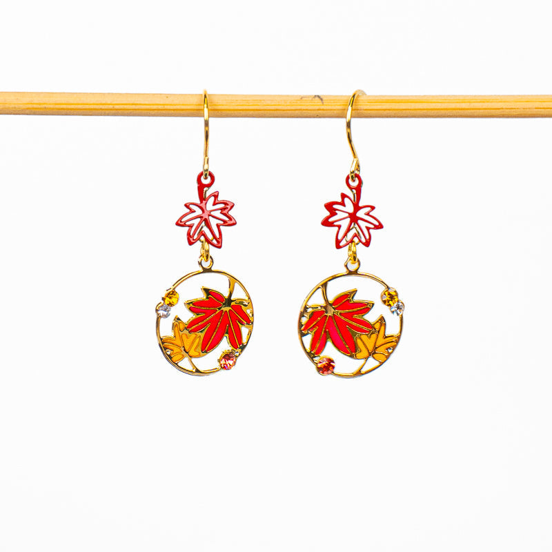 Japanse Oorbellen – Open Hanger Momiji Herfstbladeren