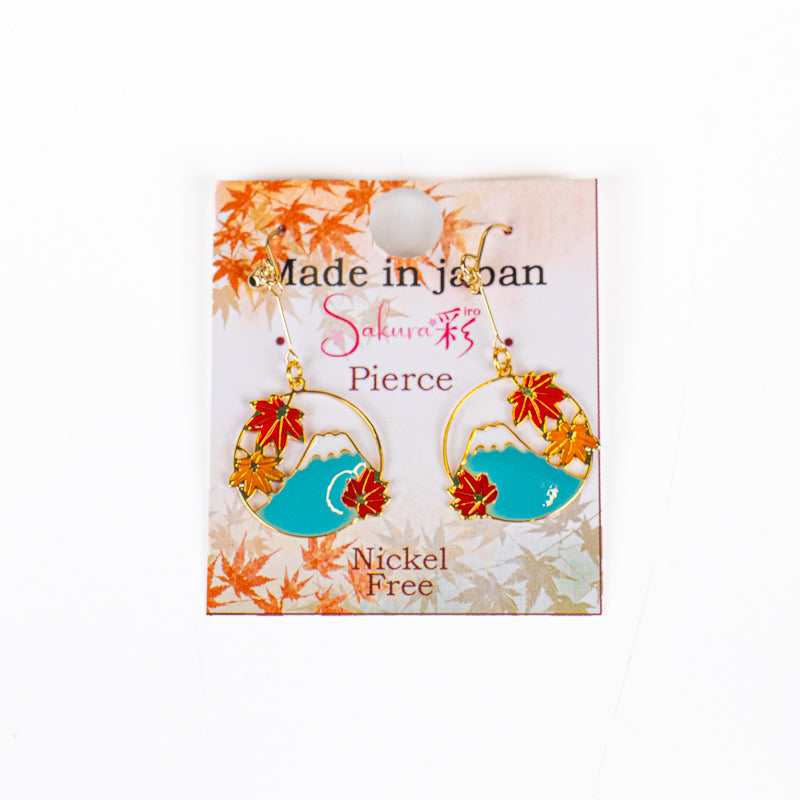 Japanse Oorbellen – Open Hanger Mount Fuji & Momiji