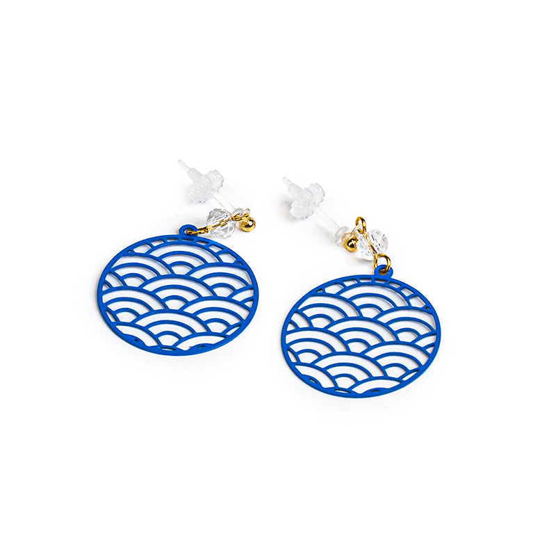 Japanse Oorbellen - Seigaiha Blauw