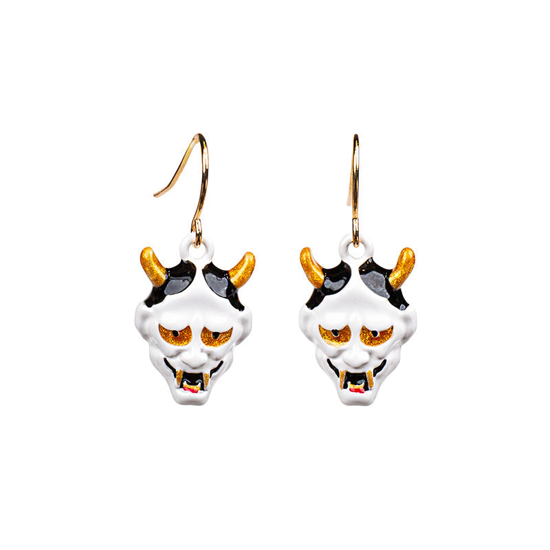 Japanse Oorbellen - Witte Hannya Masker