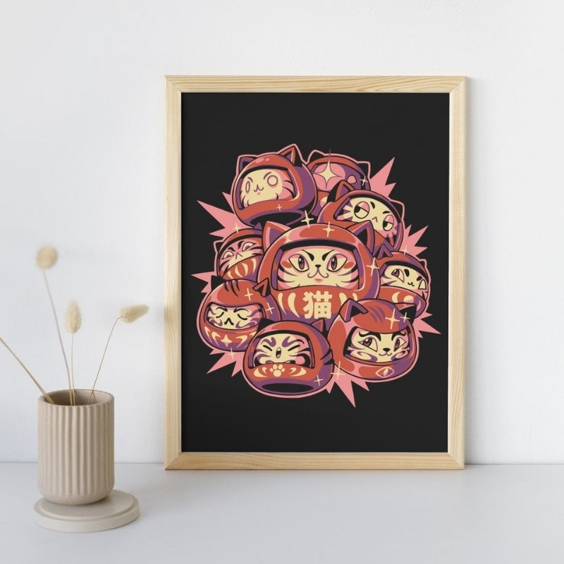 Japanse Poster - Daruma Kat A3