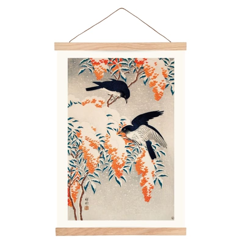 Japanse Poster - Nandina Onder De Sneeuw A3