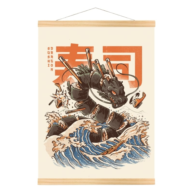 Japanse Poster - Sushi Draak A3