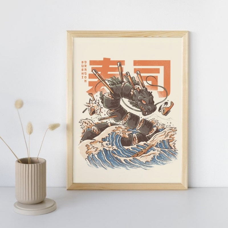 Japanse Poster - Sushi Draak A3