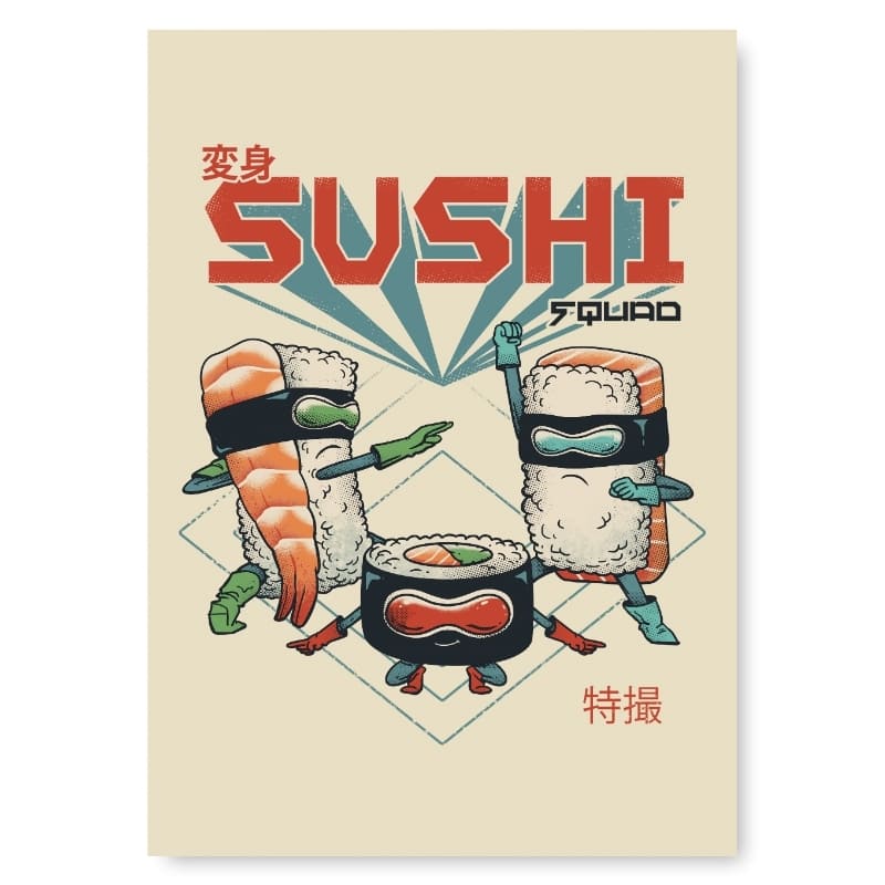 Japanse Poster - Sushi Squad A3