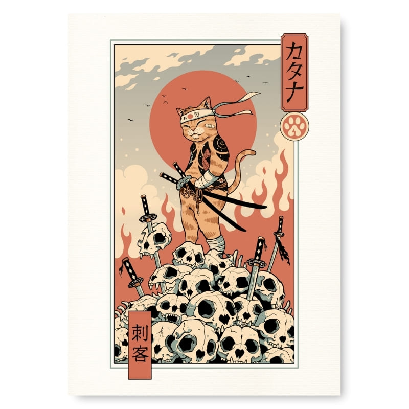 Japanse Poster - Ukiyo-e Neko Assassin A3