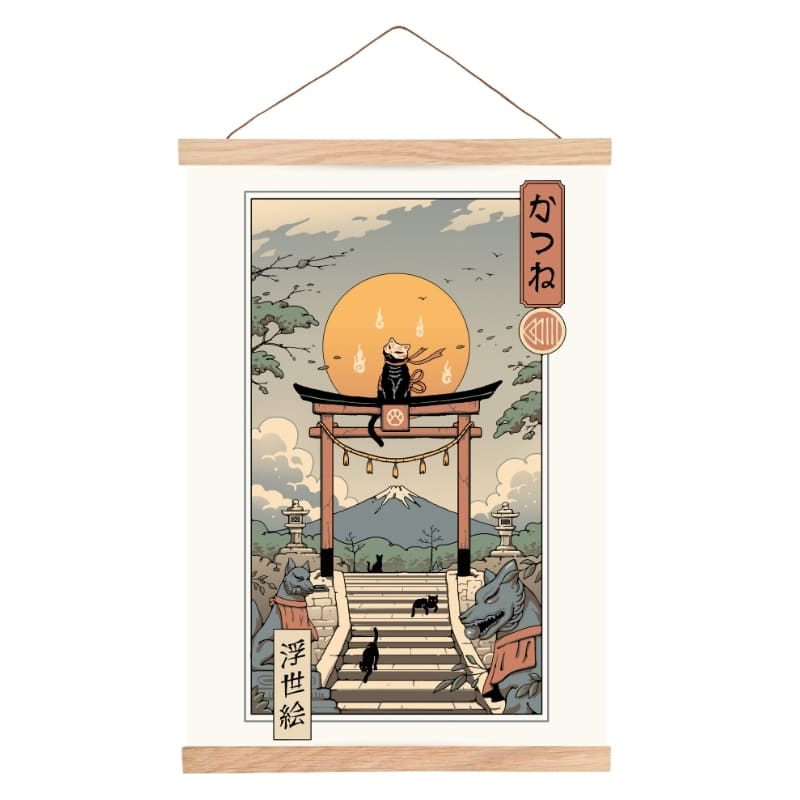 Japanse Poster - Ukiyo-e Neko Inari A3