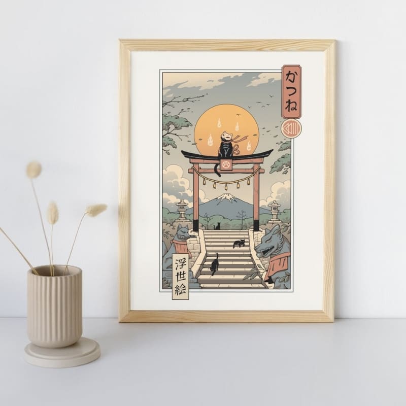 Japanse Poster - Ukiyo-e Neko Inari A3