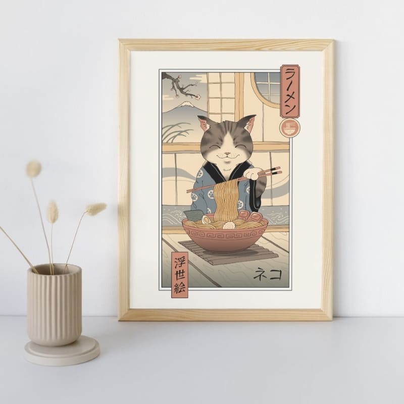 Japanse Poster - Ukiyo-e Neko Ramen A3