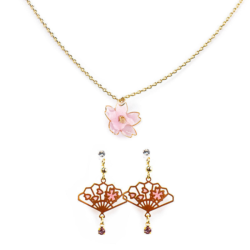 Japanse Sieradenset Oorbellen & Ketting - Hanami