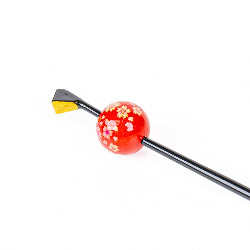 Japanse Tama Kanzashi Haarpin – Rode Ukidama