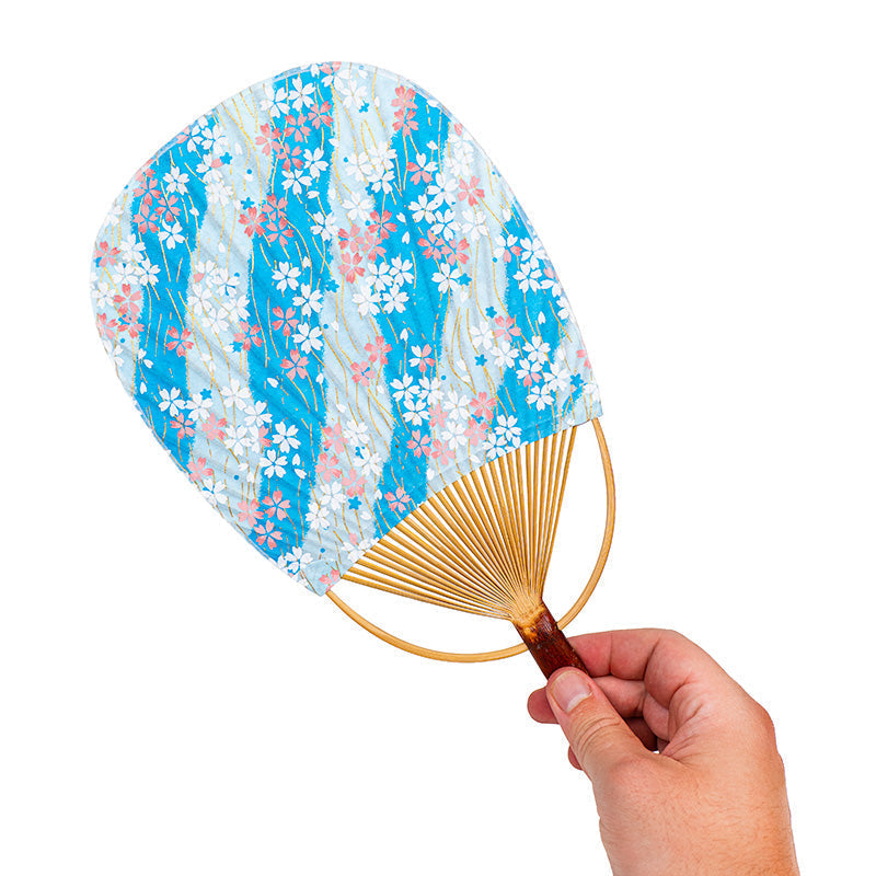 Japanse Uchiwa Waaier Washi Sakura Blauw