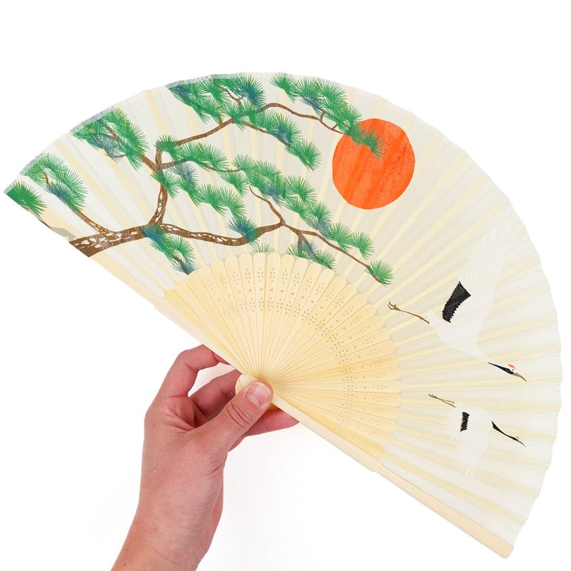 Japanse Waaier – Kraanvogel & Dennenboom