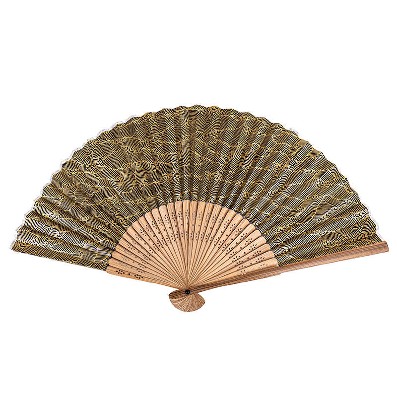 Japanse Waaier Mino Washi - Zwarte Golven