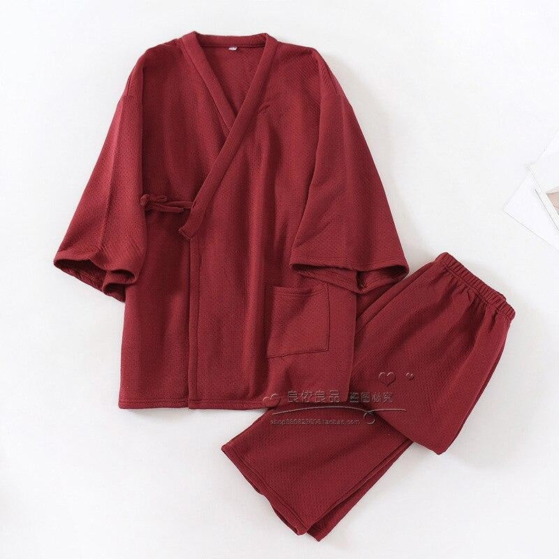 Katoenen Jinbei Voor De Winter Rood / M