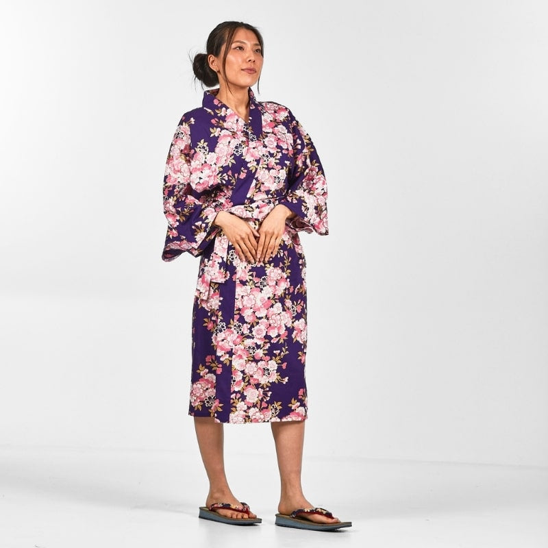 Happi Sakura bloemenkimono voor dames - Een maat