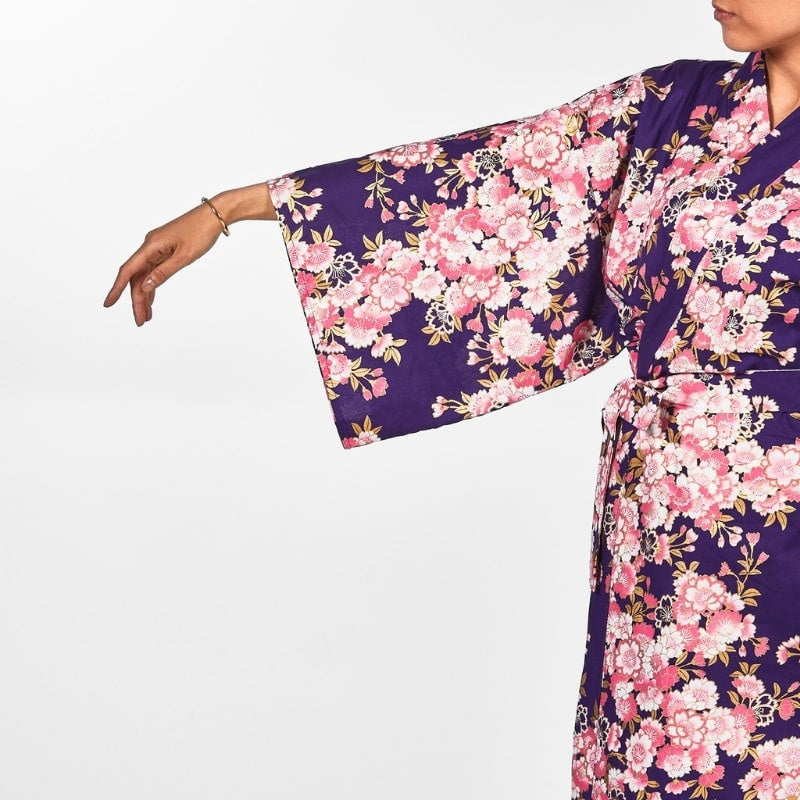 Happi Sakura bloemenkimono voor dames - Een maat