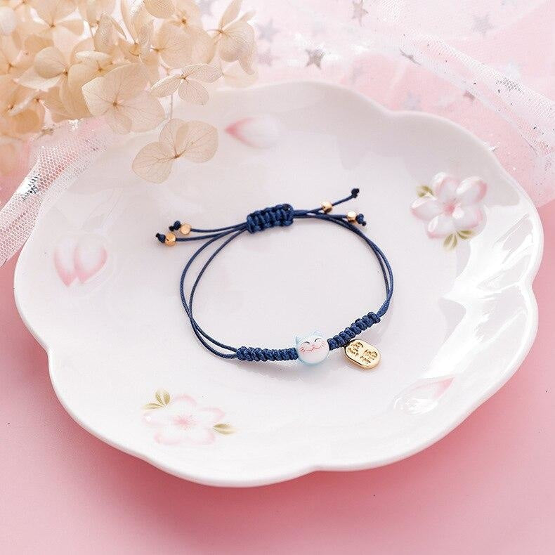 Maneki Neko Armband - Koban Blauw