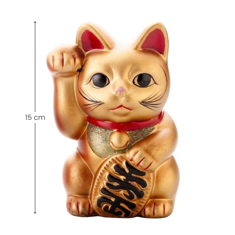 Maneki Neko Goud Keramiek – 15 cm