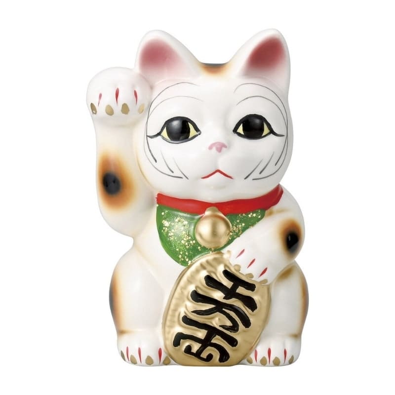 Maneki Neko Wit & Rechterpoot – 17 cm
