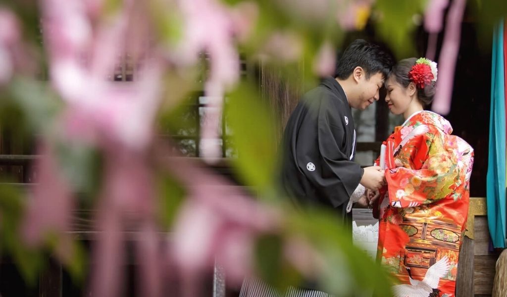 Shinto-bruiloft in Japan