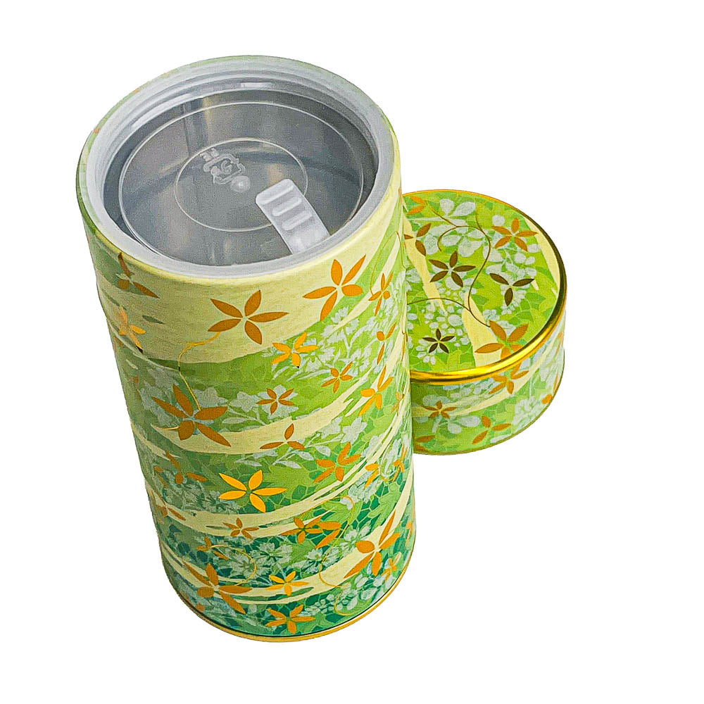 Metalen Theebus - Bloemenprint Groen